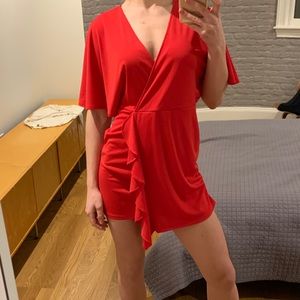 Stretchy red mini dress